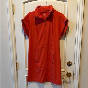 Chicos Zynergy Stylish Orange Short Sleeve Mini Dress with hood 2